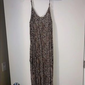Leopard Maxi Dress with Pockete